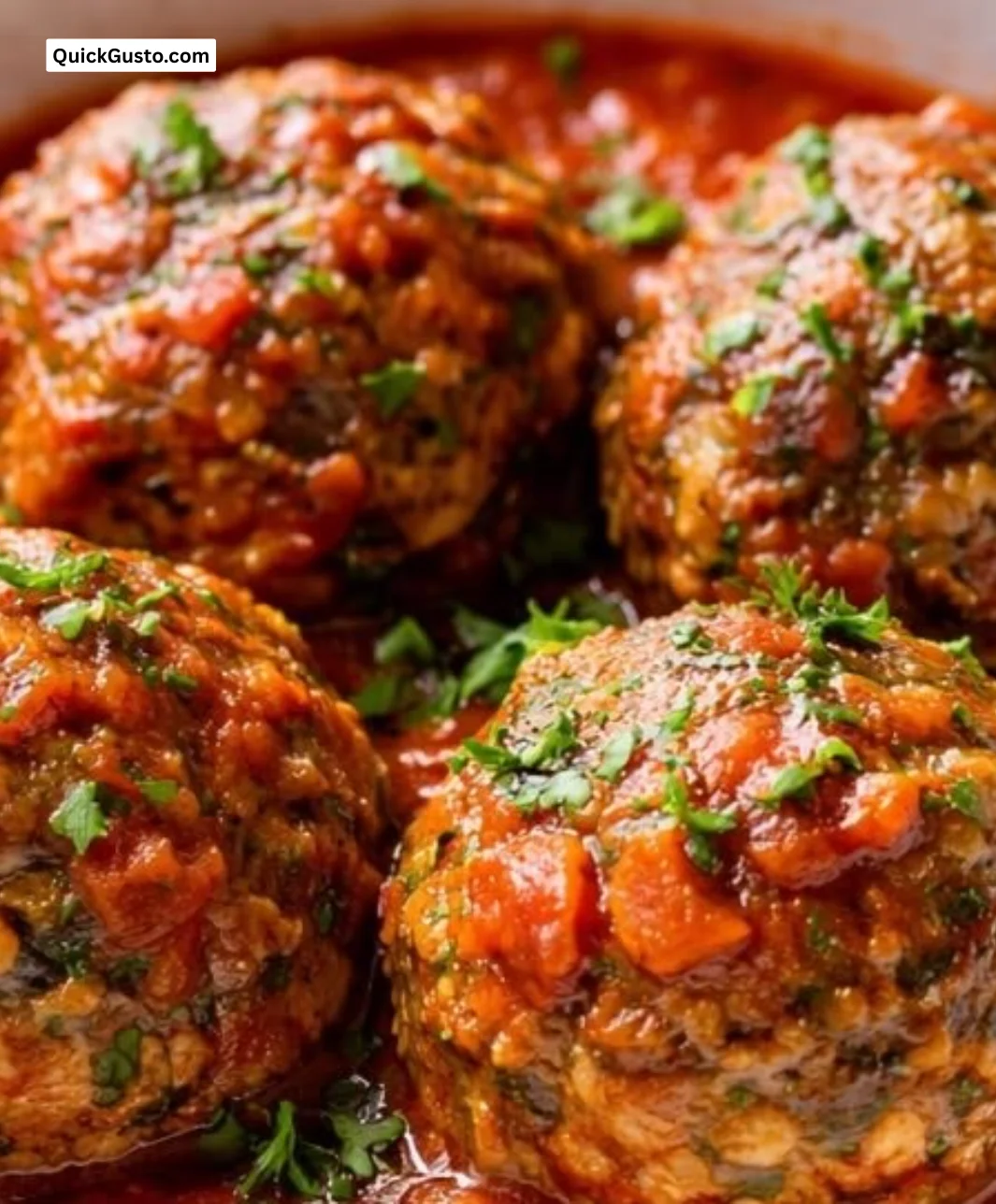 Delicious tender Italian beef meatballs served in a rustic style
