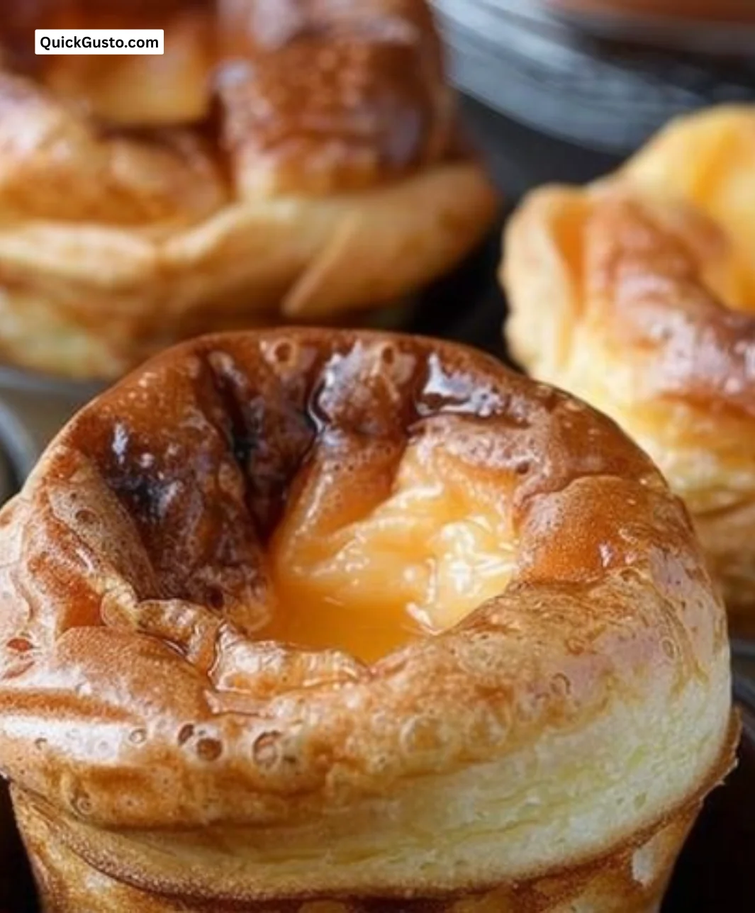 Delicious golden Yorkshire Pudding served with gravy and roast beef.