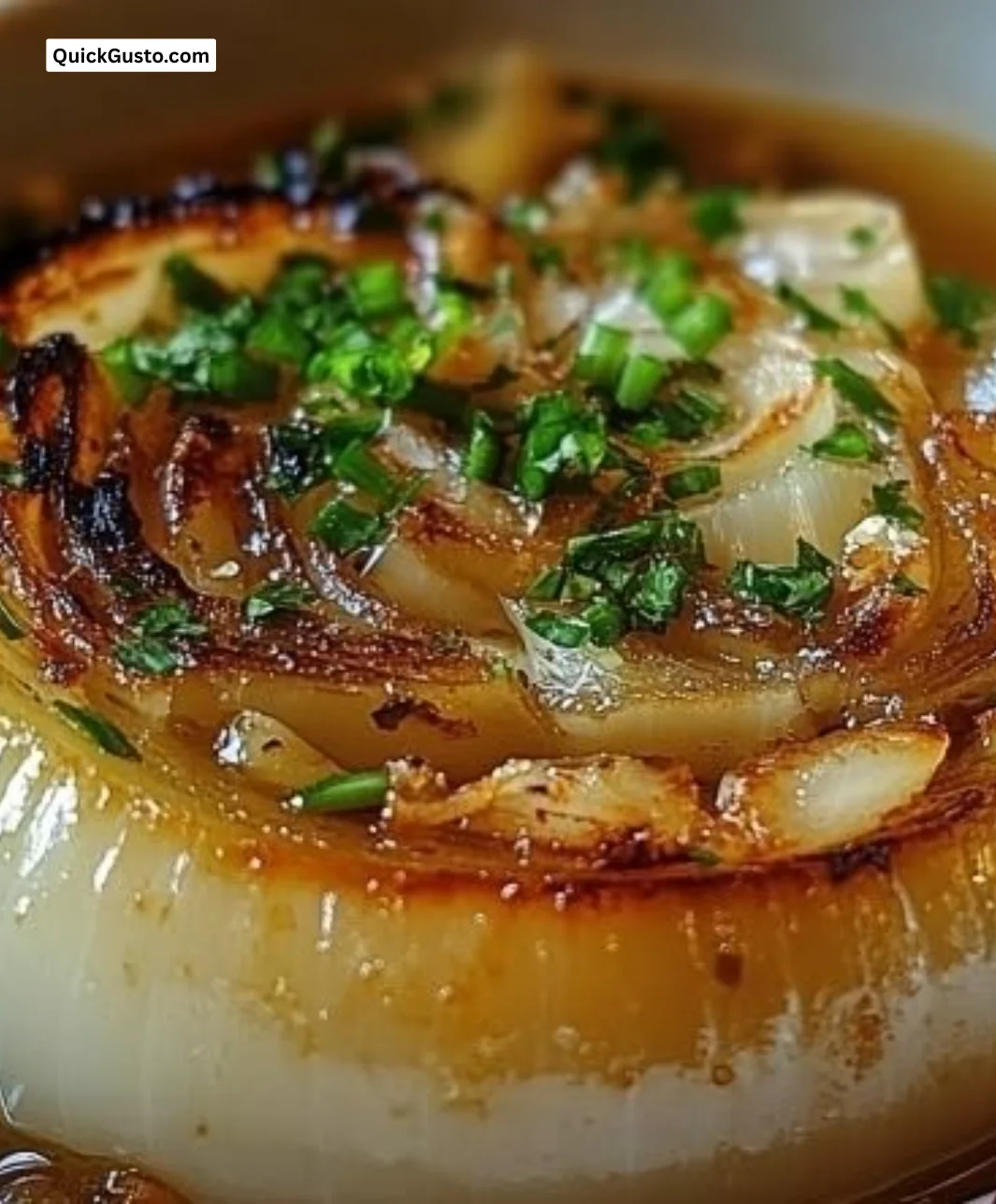 Delicious air-fried onion boil with crispy, caramelized onions served in a bowl.
