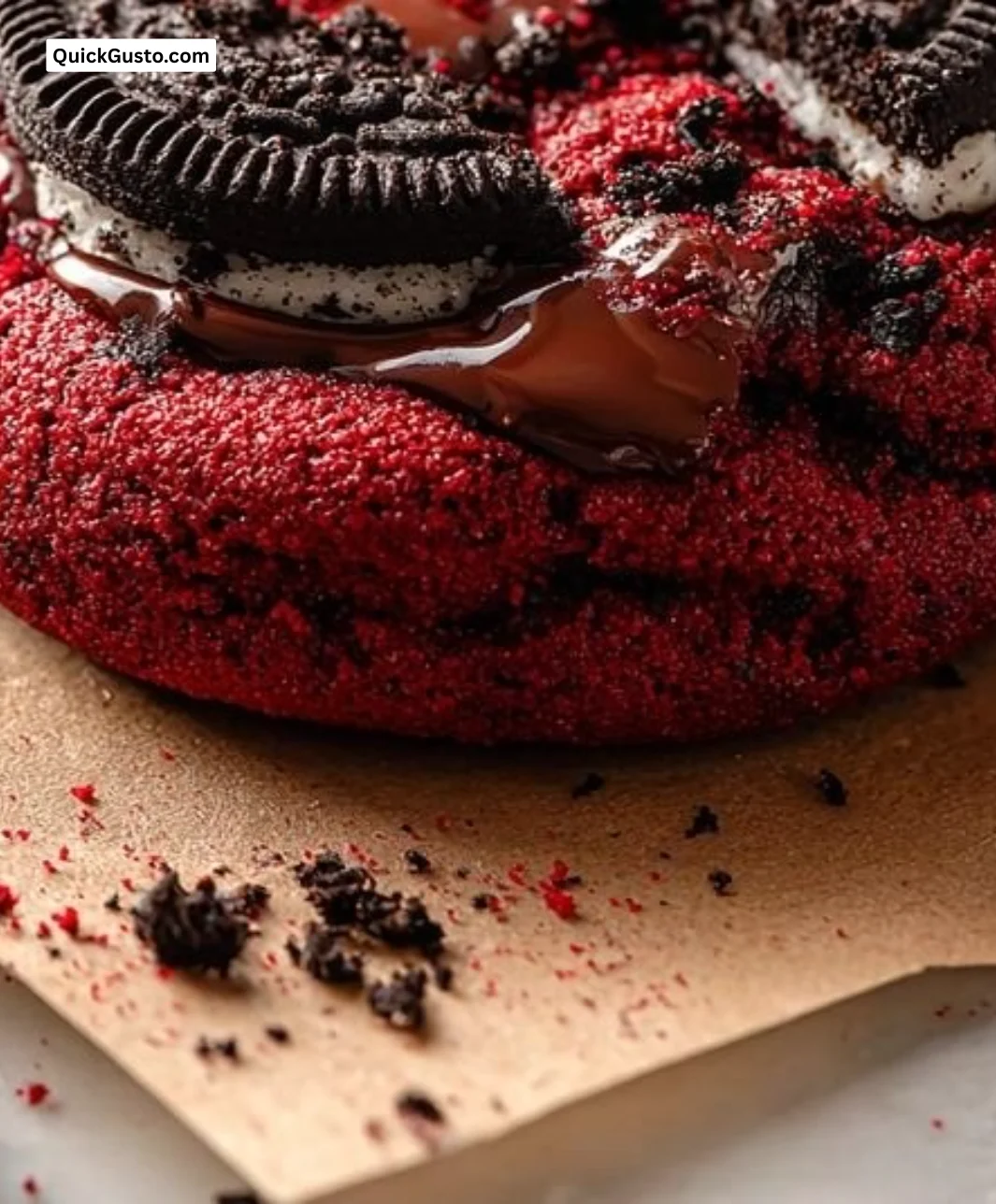 Best gluten free Oreo red velvet cookies on a plate
