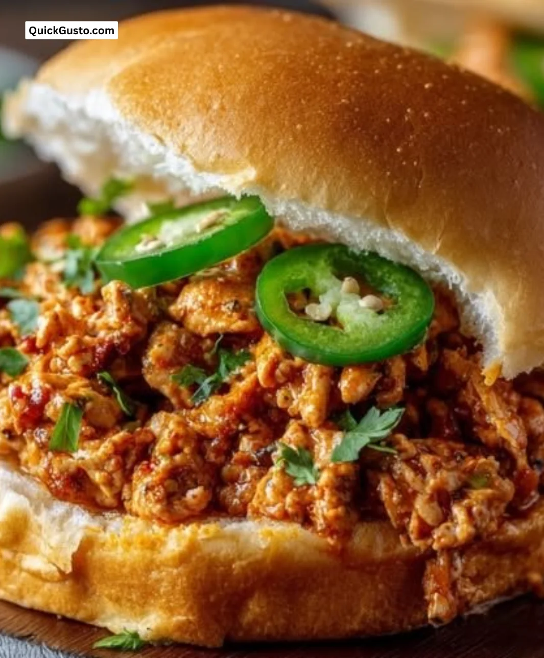 Delicious Cajun Chicken Sloppy Joes served on a plate with fresh garnishes.