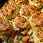 Delicious Chicken Cobbler with tender chicken and flaky biscuit topping