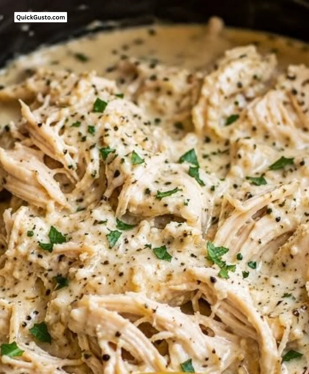 Creamy crock pot ranch chicken served in a bowl for a comforting meal