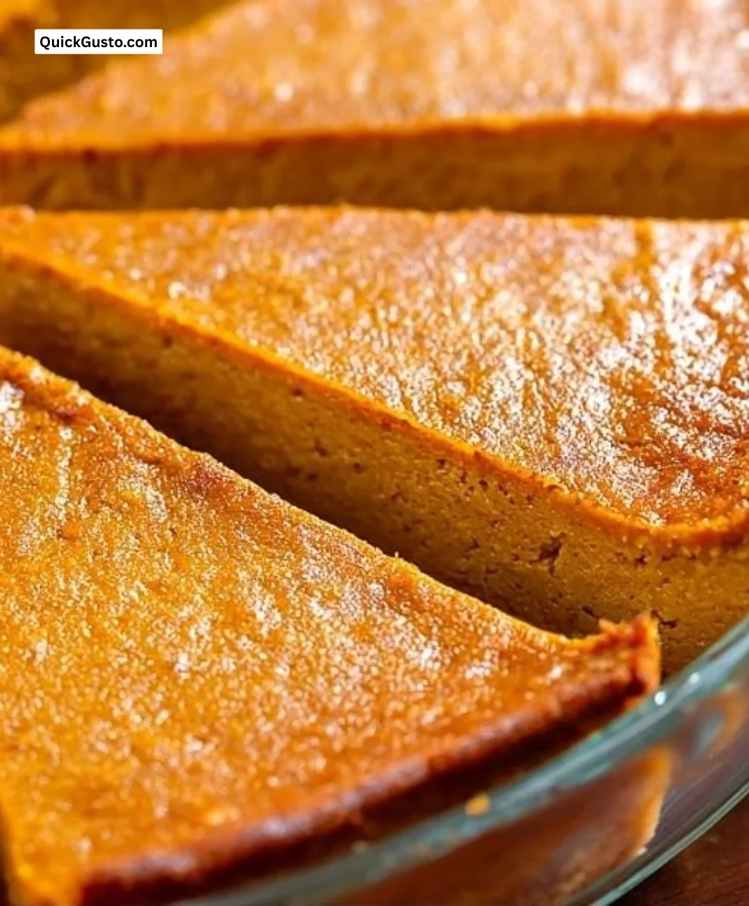 Creamy crustless pumpkin pie served on a plate, showcasing its silky texture.