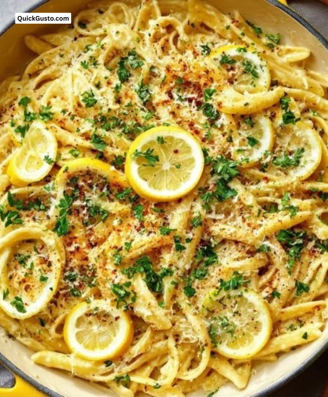 Creamy lemon pasta dish with a bright, silky sauce served in a bowl
