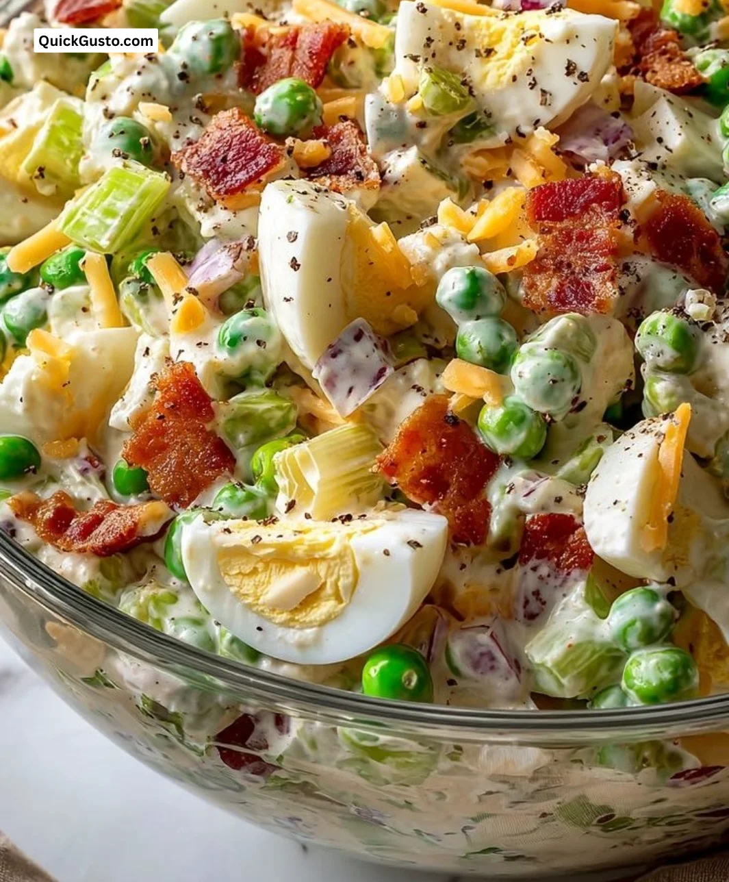 Creamy Southern Pea Salad served in a bowl, showcasing fresh ingredients and creamy texture.
