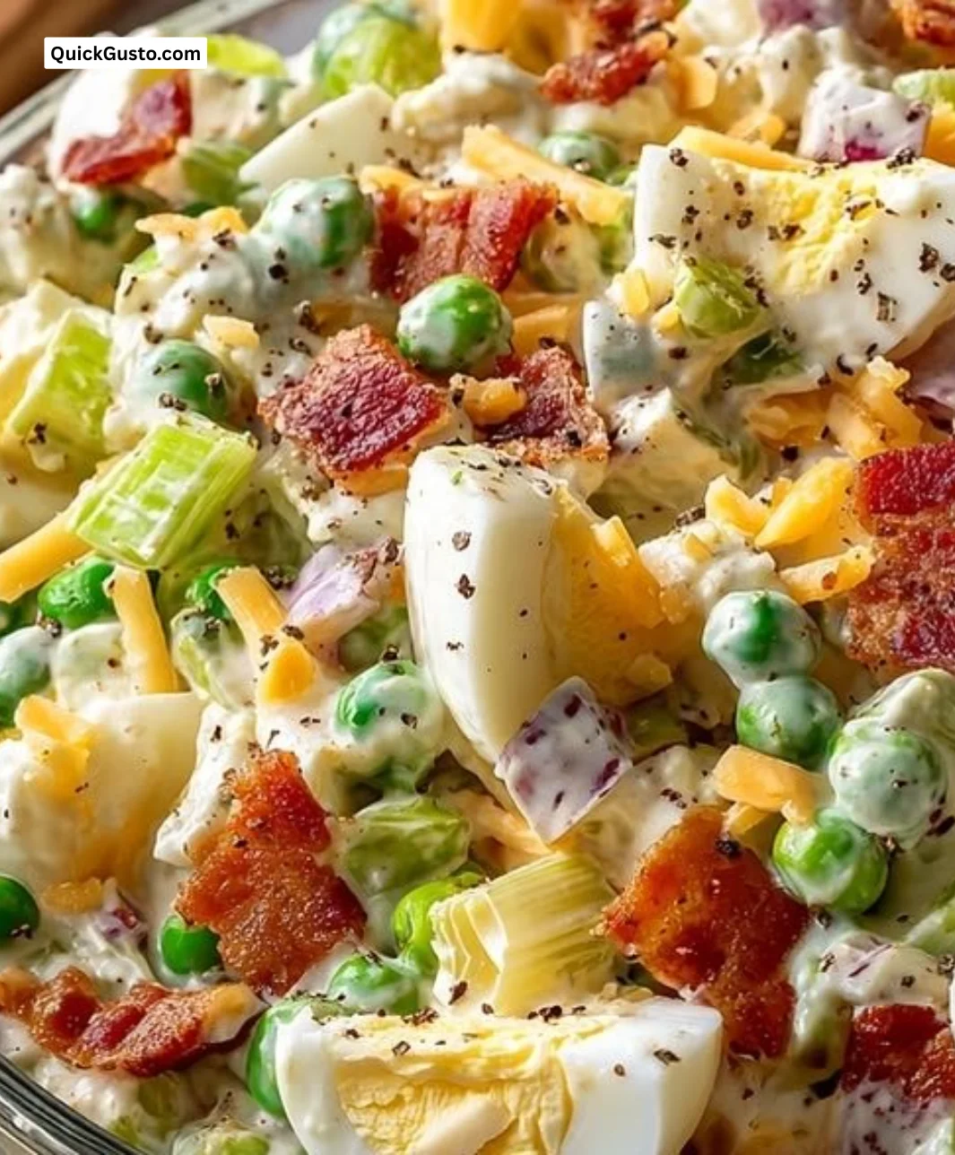 Creamy Southern pea salad with fresh ingredients in a bowl