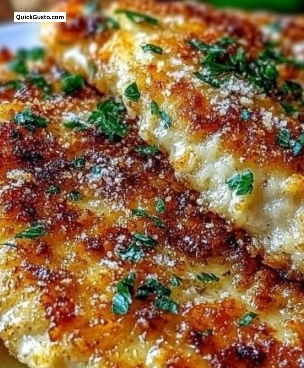 Crispy baked Italian Parmesan chicken with golden crust served on a plate