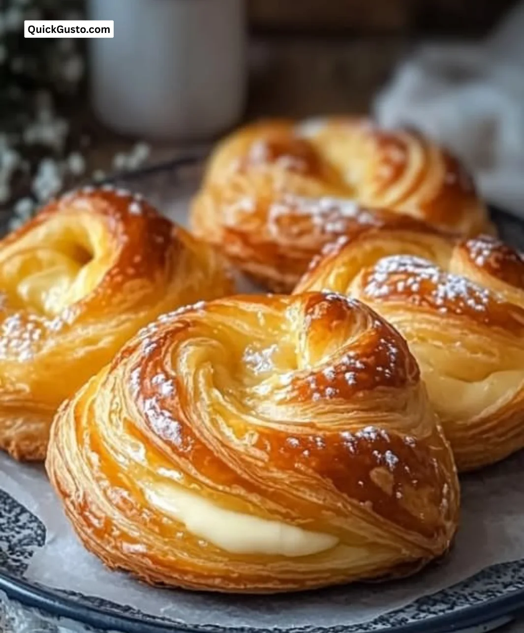 Freshly baked cheese danish with a golden pastry crust and creamy cheese filling