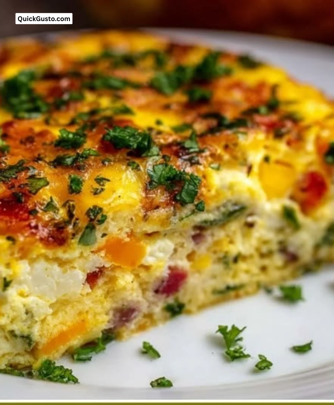 Delicious egg casserole in a baking dish, perfect for breakfast or brunch.