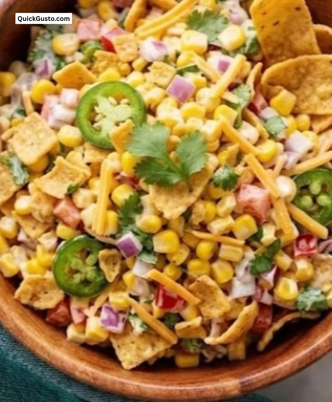 Delicious Fritos Corn Salad with creamy dressing and crunchy texture