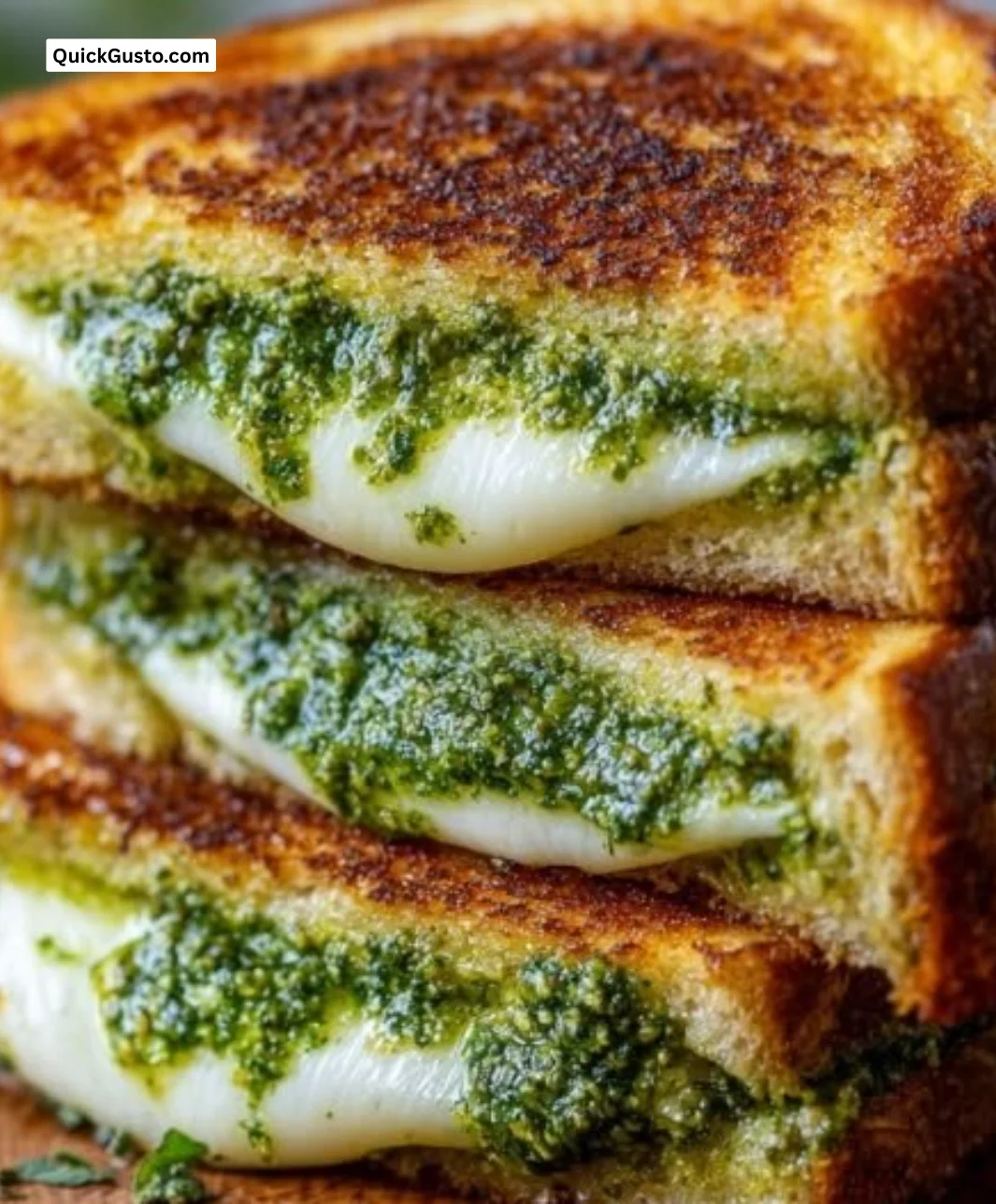 Delicious Garden-Breeze Pesto Grilled Cheese sandwich with fresh herbs