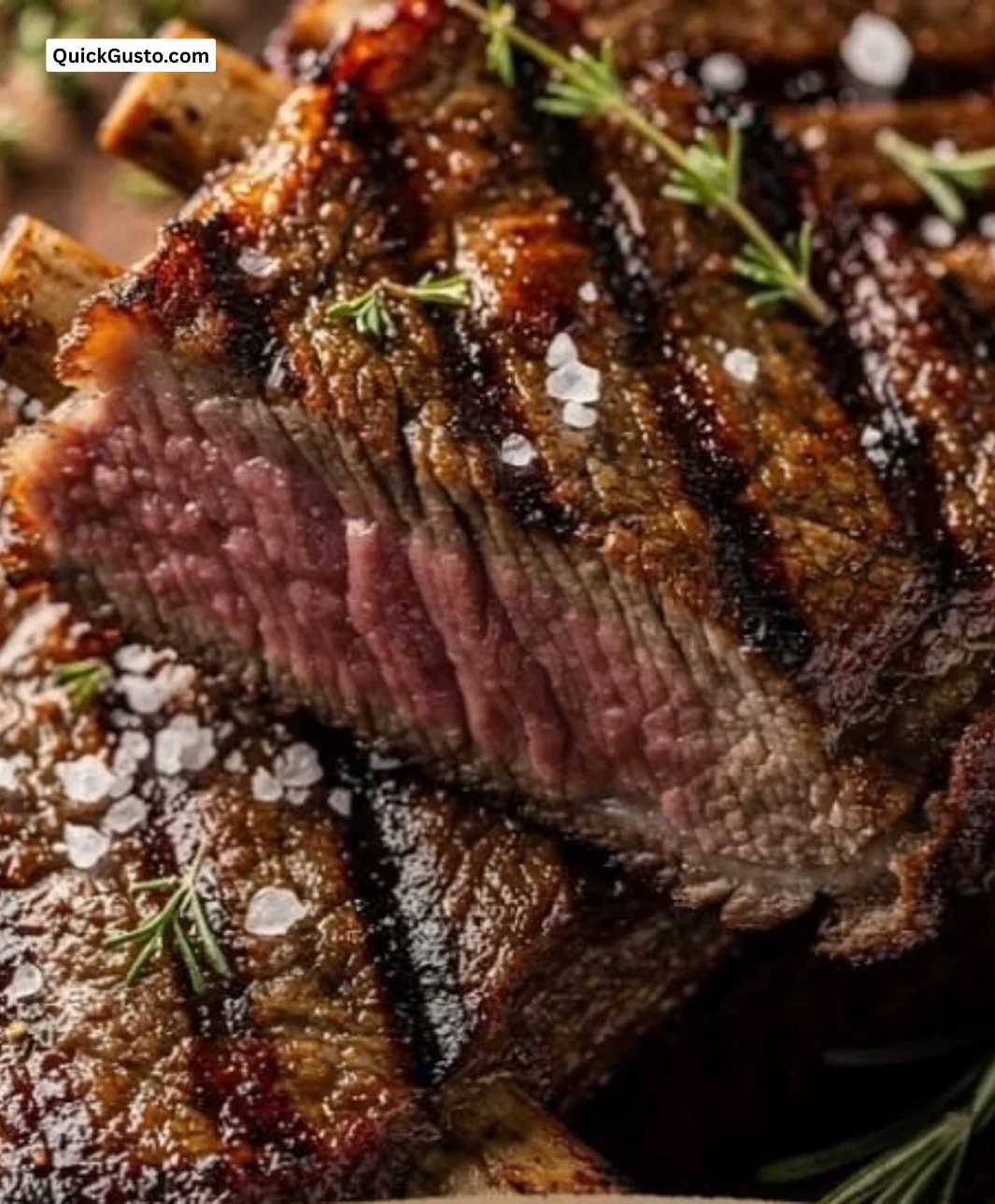 Deliciously grilled short ribs served on a plate, showcasing smoky flavors and tenderness.