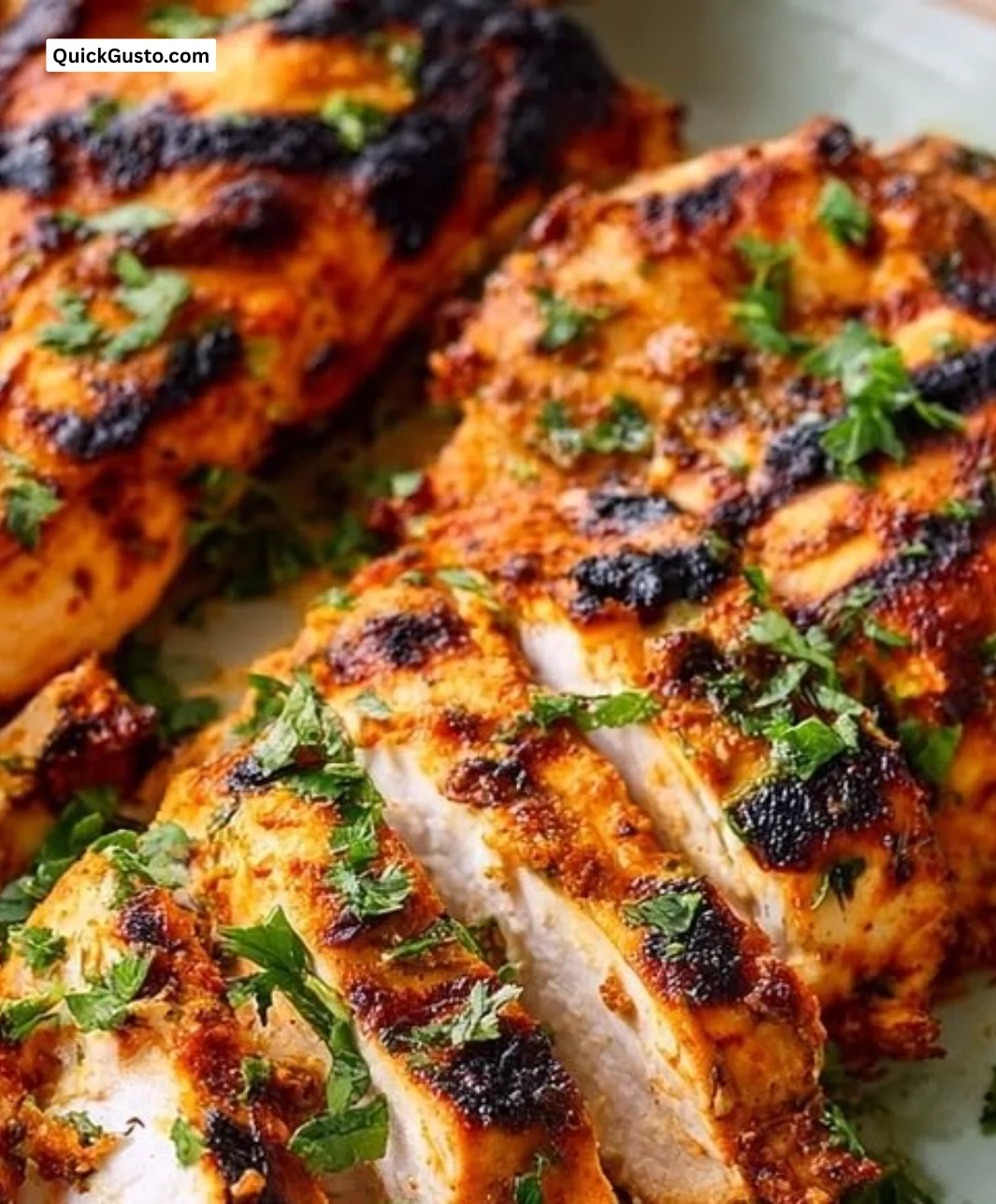 High protein Greek chicken marinated in yogurt for tender and zesty flavors