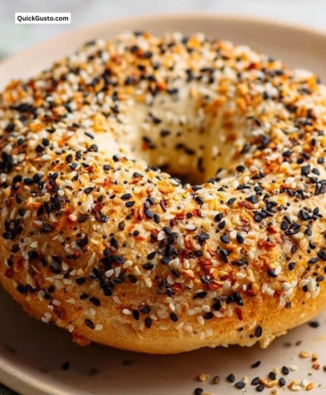 Homemade Greek yogurt bagels with a golden brown crust and soft interior.