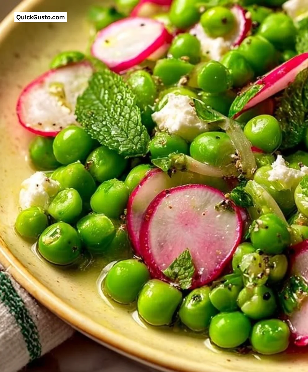 Irresistible creamy pea salad with fresh garden ingredients