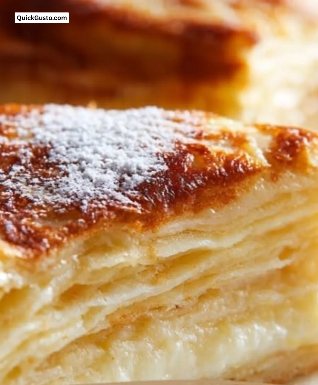 Lemony Crêpe Casserole topped with citrus zest and fresh herbs