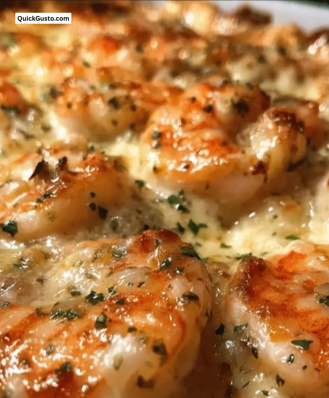 Low-Carb Shrimp Tuscan Bake with garlicky shrimp and creamy Tuscan sauce