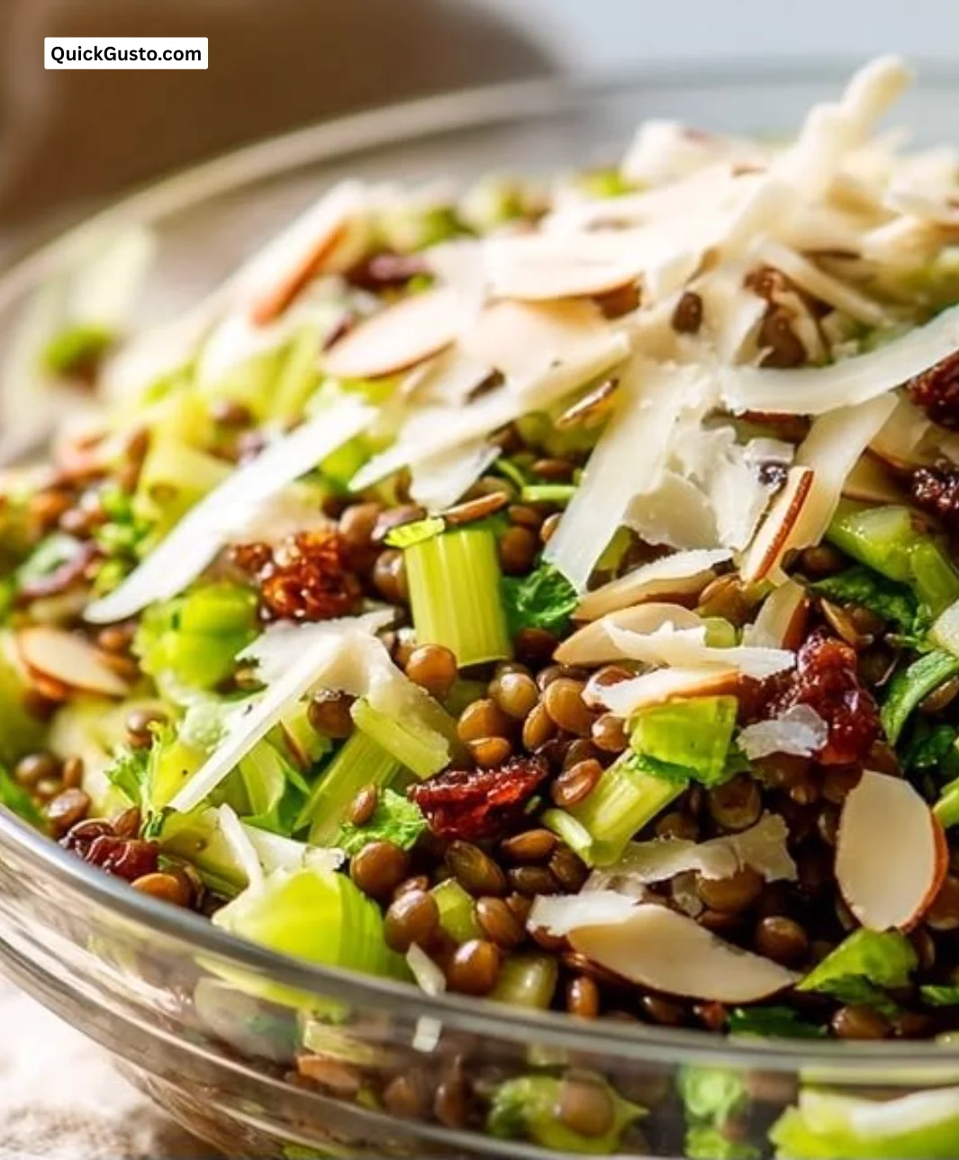 Minute celery lentil salad with crisp celery, tender lentils, and lemon dressing