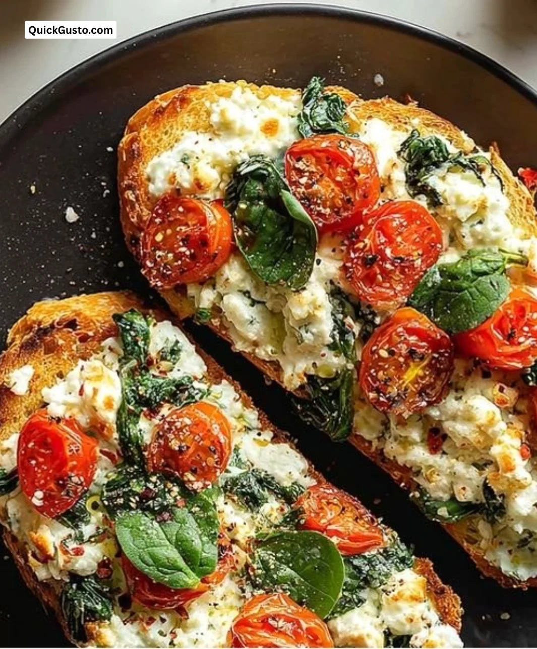 Savory cottage cheese toast topped with fresh ingredients for a creamy crunch