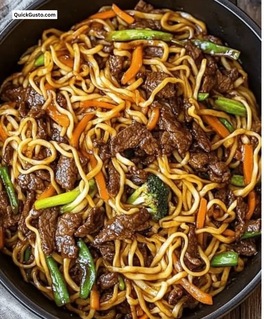 Delicious beef lo mein meal prepared in 30 minutes with colorful vegetables.