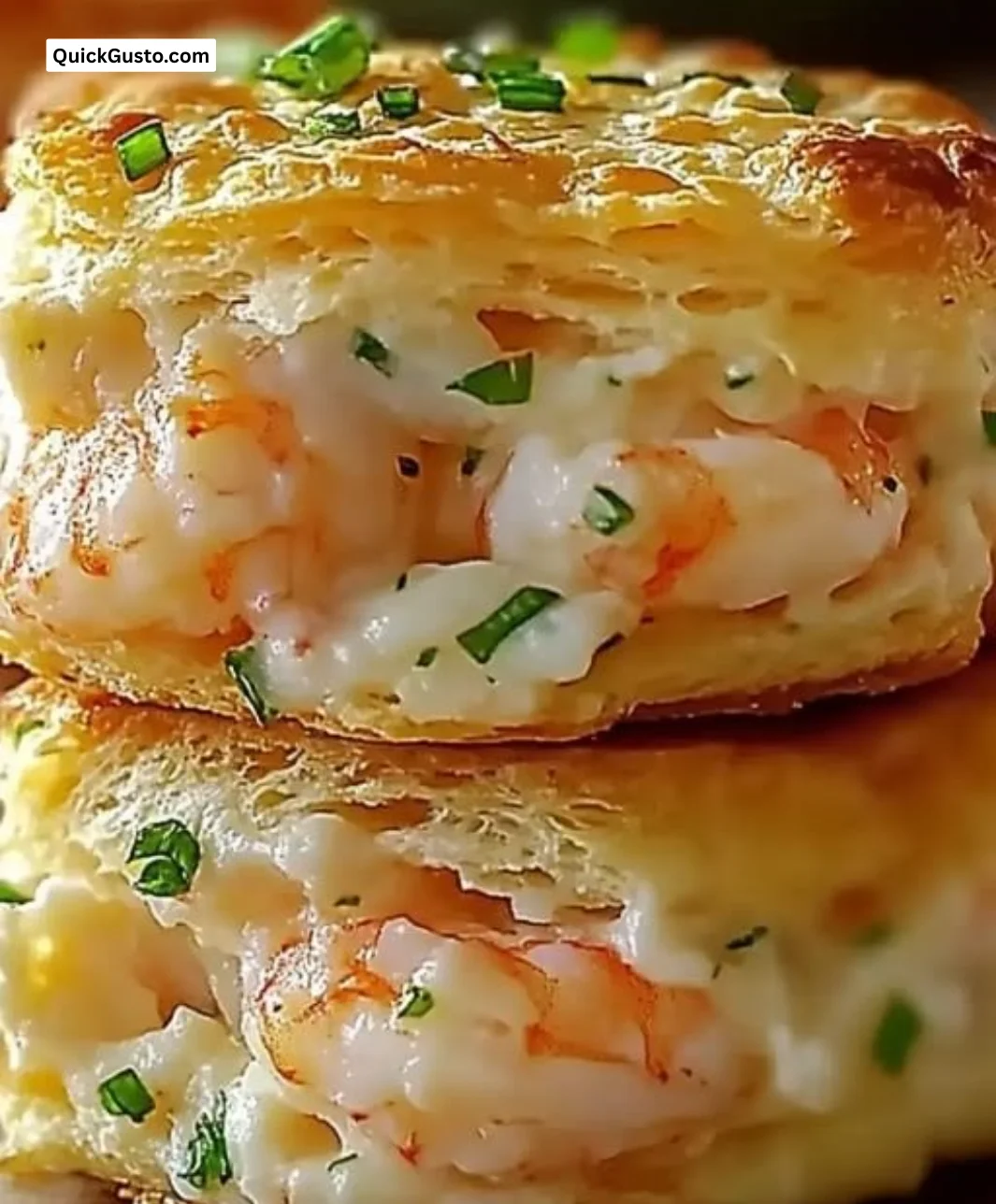 Delicious shrimp crab biscuit melts served on a plate