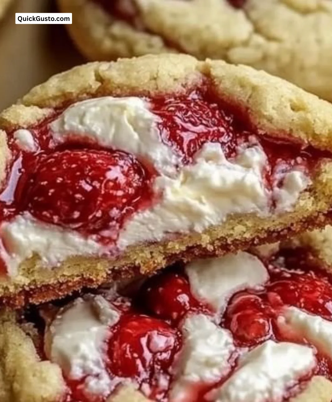 Delicious strawberry cheesecake cookies on a plate