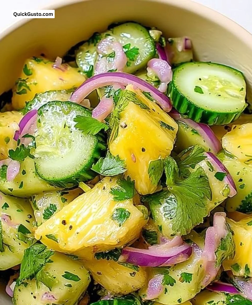 Sweet Pineapple Cucumber Salad featuring fresh pineapple and cucumber slices