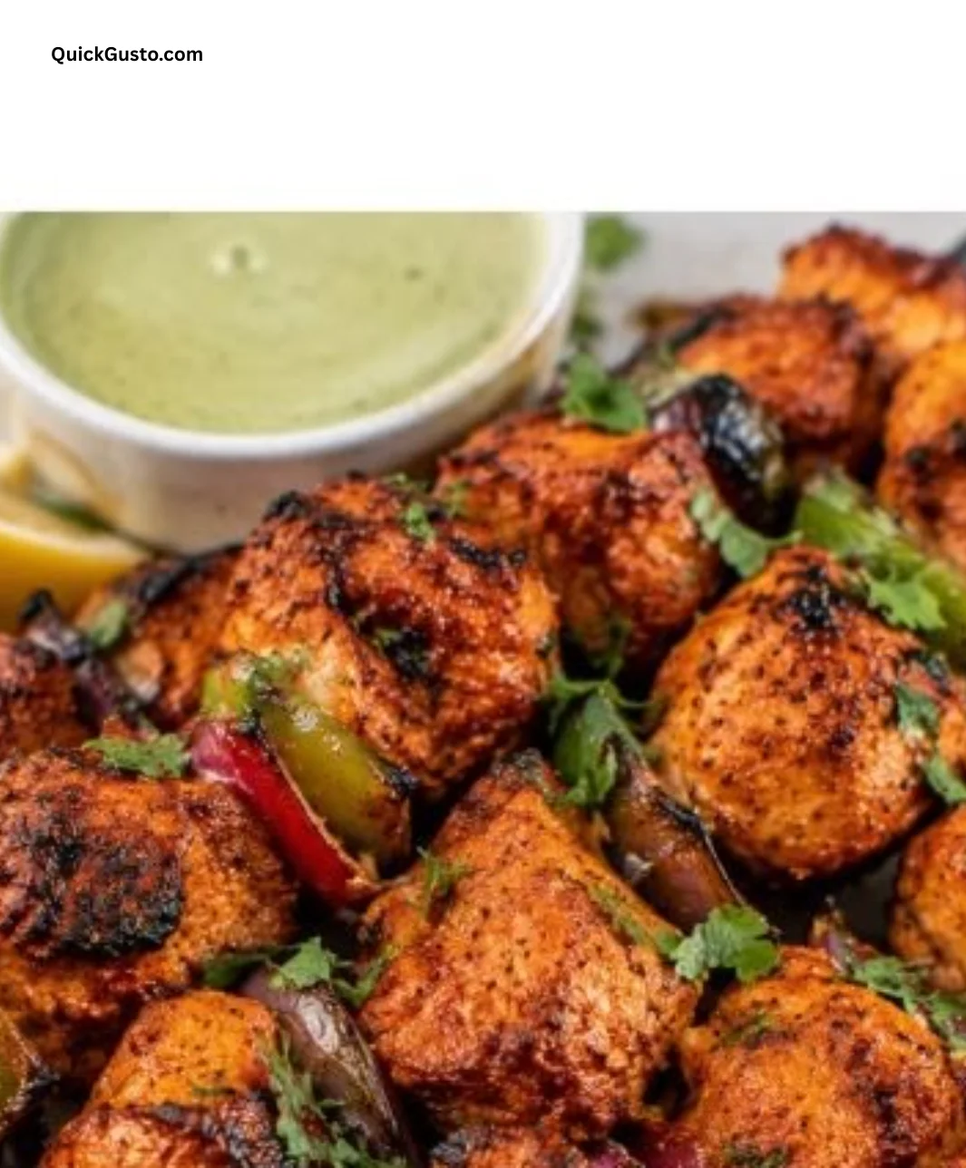 Delicious Tandoori Chicken Tikka Skewers with smoky yogurt marinade and charred finish