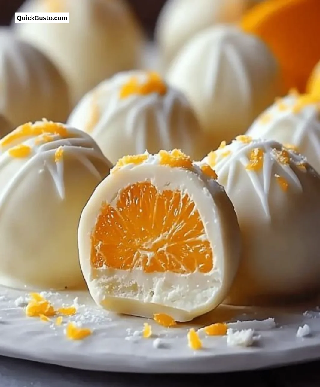 White Chocolate Orange Creamsicle Truffles showcasing vibrant chocolate orange flavors