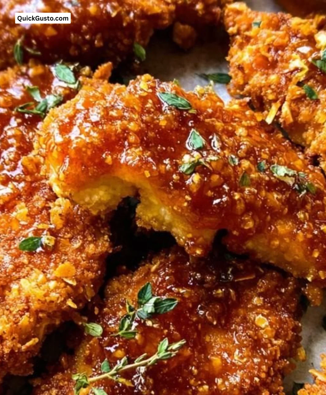 Baked Crunchy Hot Honey Chicken with spicy glaze and crunchy coating