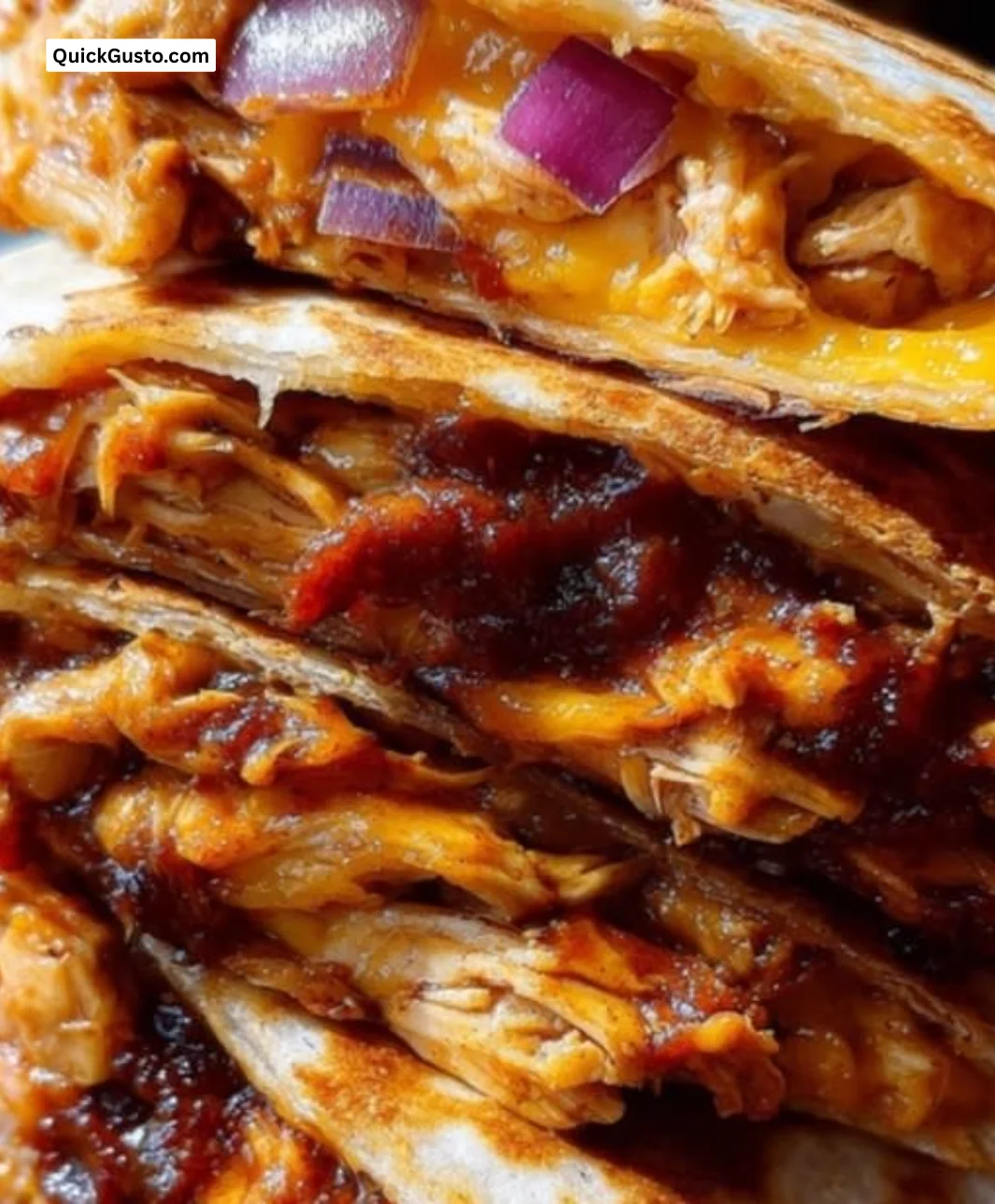 Homemade BBQ chicken quesadilla with melted cheese and smoky flavor