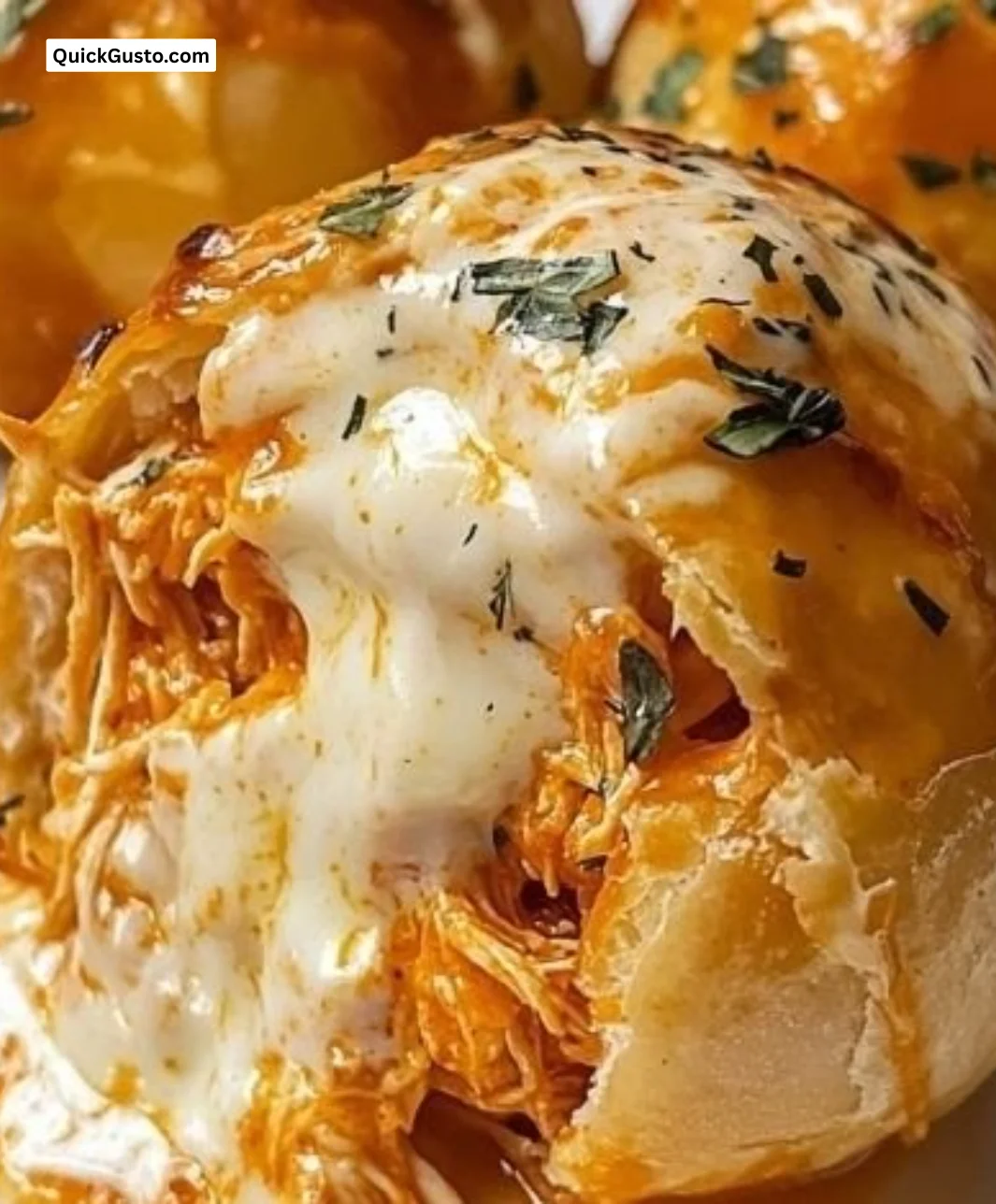 Buffalo Chicken Crescent Rolls baked and ready to serve