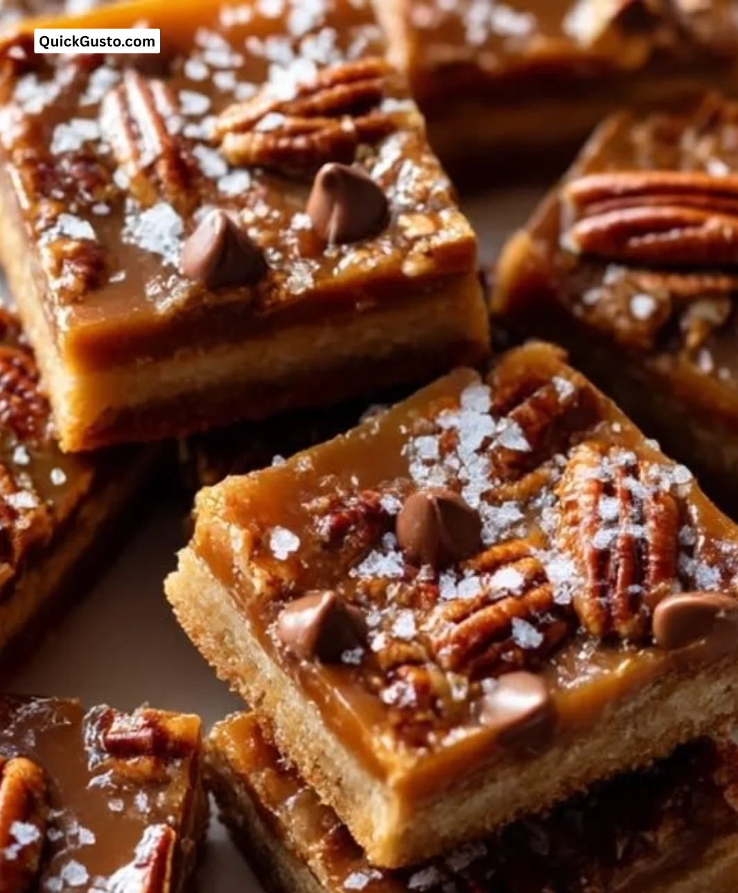 Delicious caramel pecan chocolate bars with rich chocolate and nutty pecans.