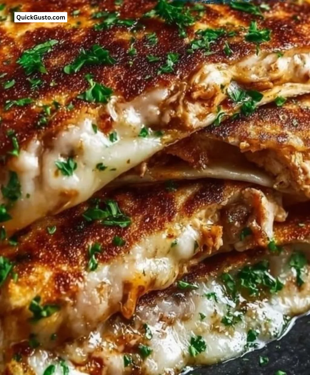 Cheesy hot honey chicken quesadillas with spicy jalapeño cream sauce