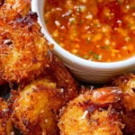 Delicious Coconut Shrimp served with a flavorful dipping sauce