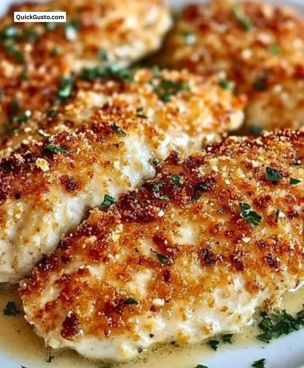 Delicious Copycat Parmesan Crusted Chicken with golden crust