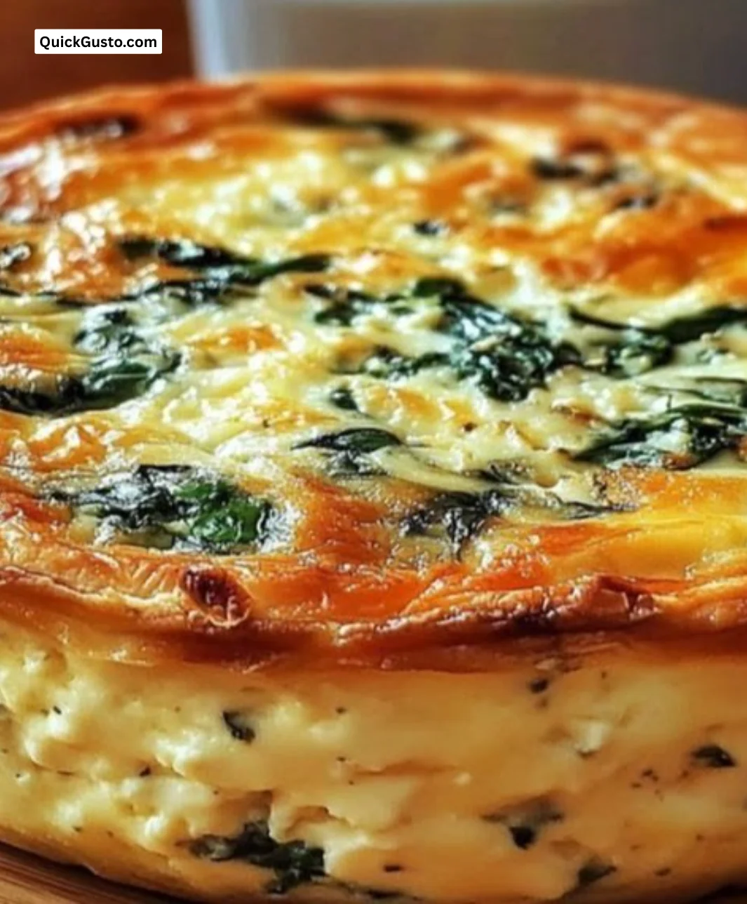 Cottage Cheese and Spinach Crustless Quiche on a plate