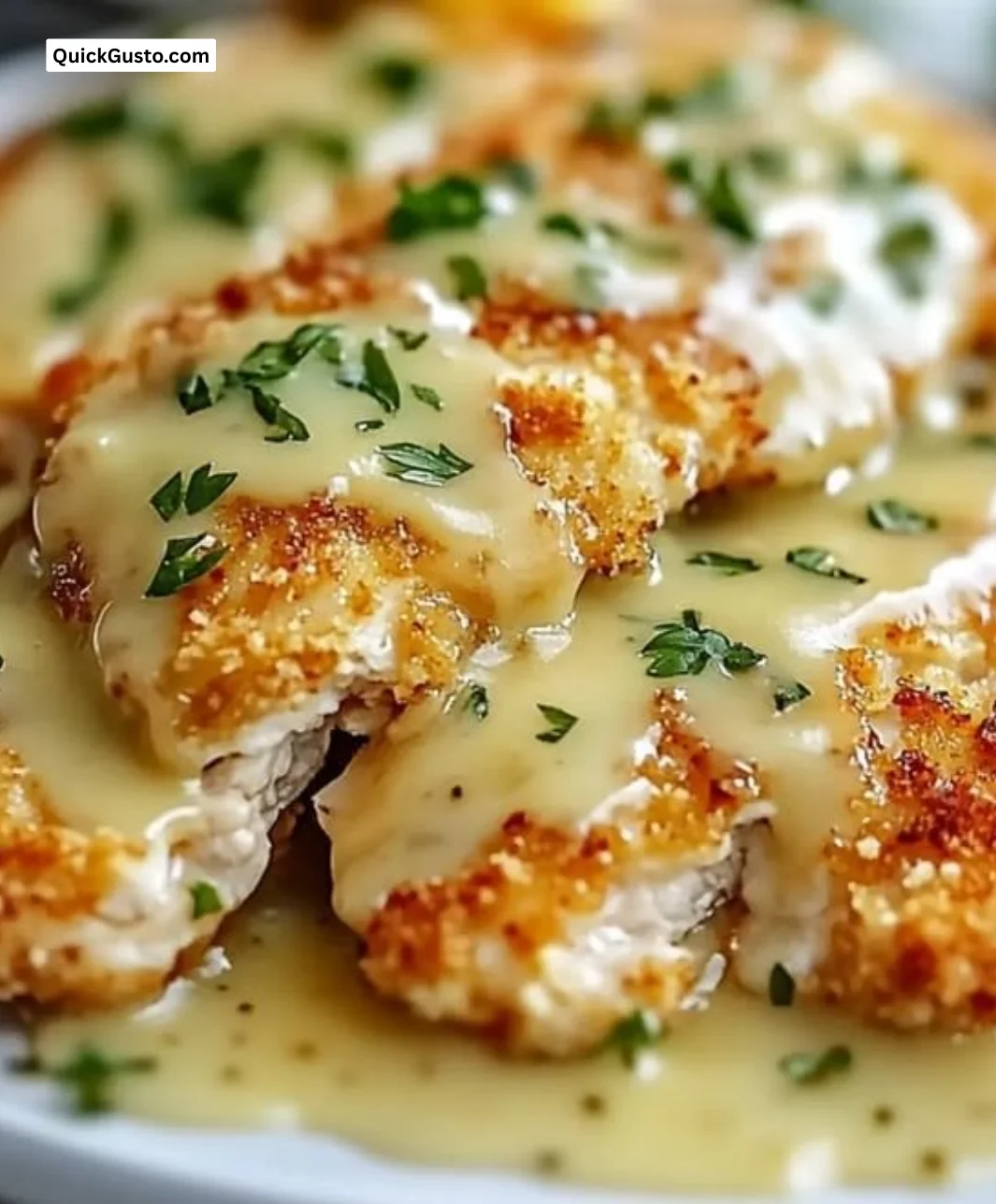 Delicious pan-seared Chicken Romano garnished with citrus for a cozy meal.