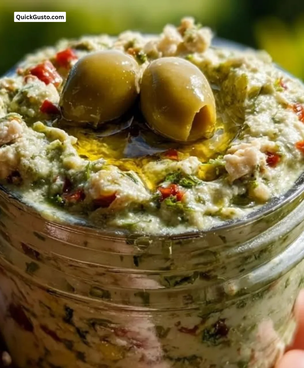 Creamy feta and roasted red pepper dip served with vegetables