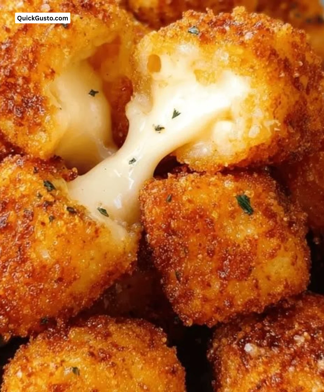 Plate of crispy fried cheese bites, golden and gooey snack ready to enjoy