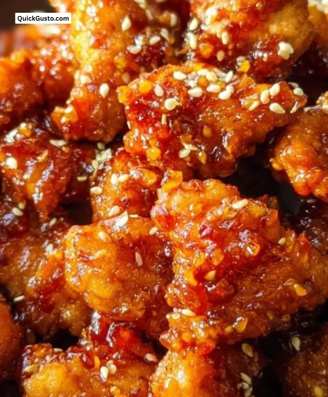 Crispy General Tso's Chicken served with broccoli on a plate