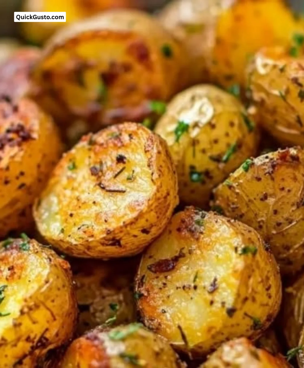 Crispy oven roasted baby potatoes, golden brown and delicious