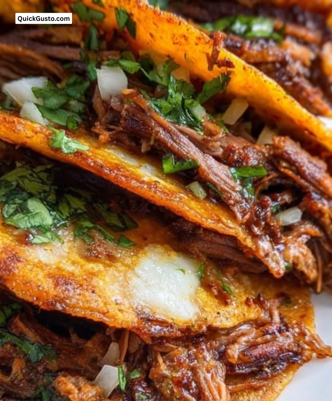 Delicious Crock Pot Birria Tacos served with vibrant toppings