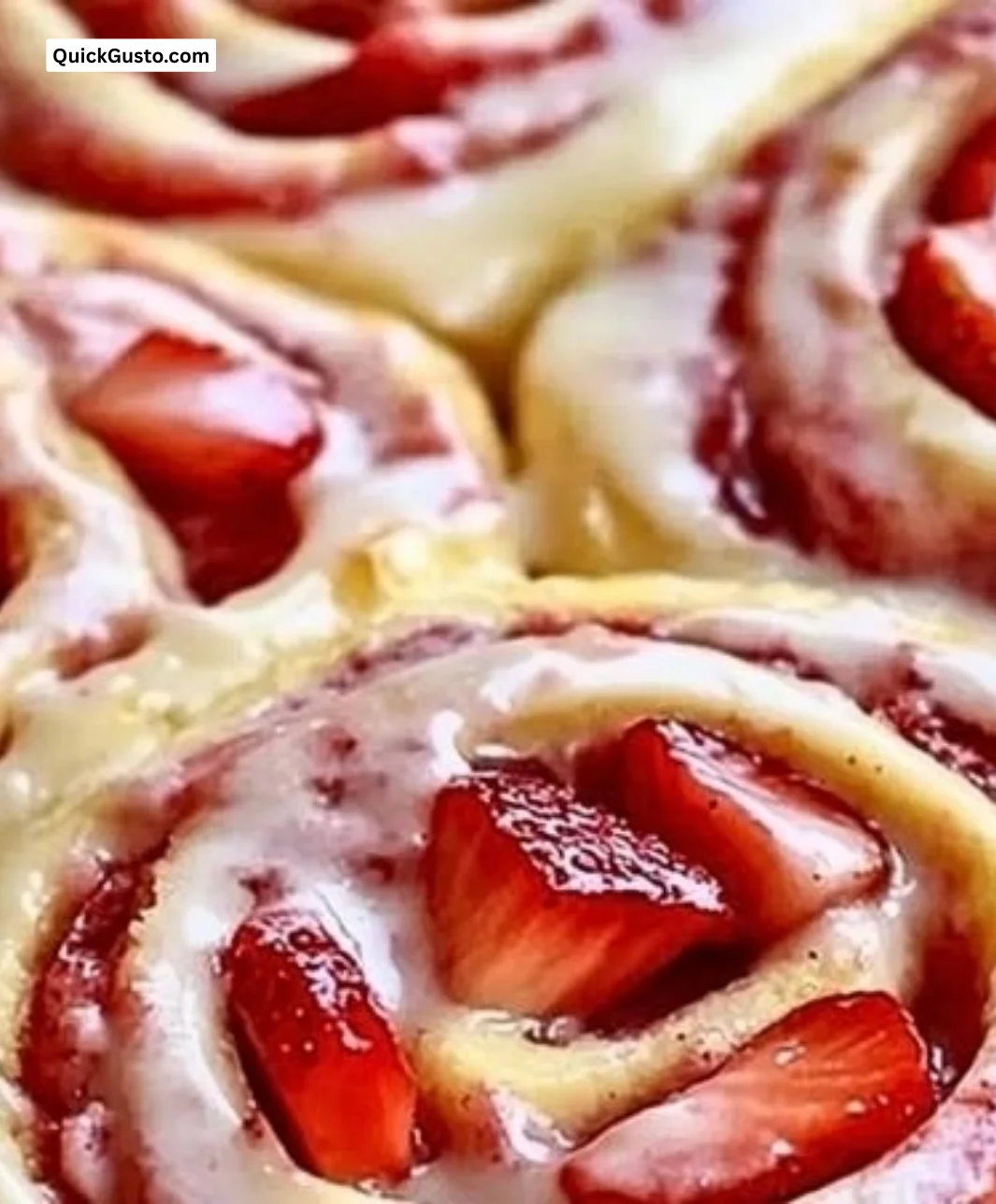 Delicious easy strawberry cheesecake sweet rolls ready to be enjoyed.