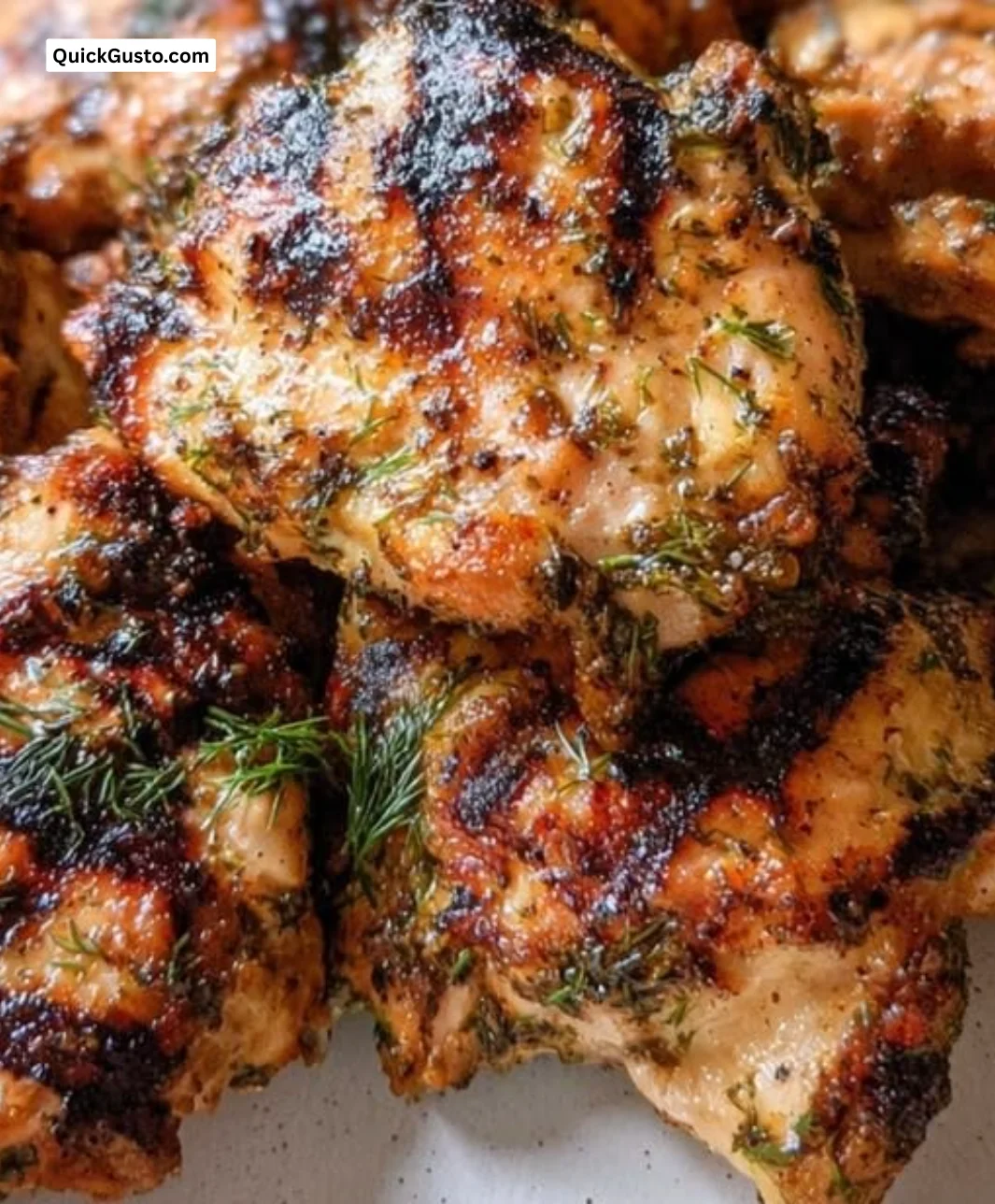 Greek yogurt marinated chicken ready to be served on a plate