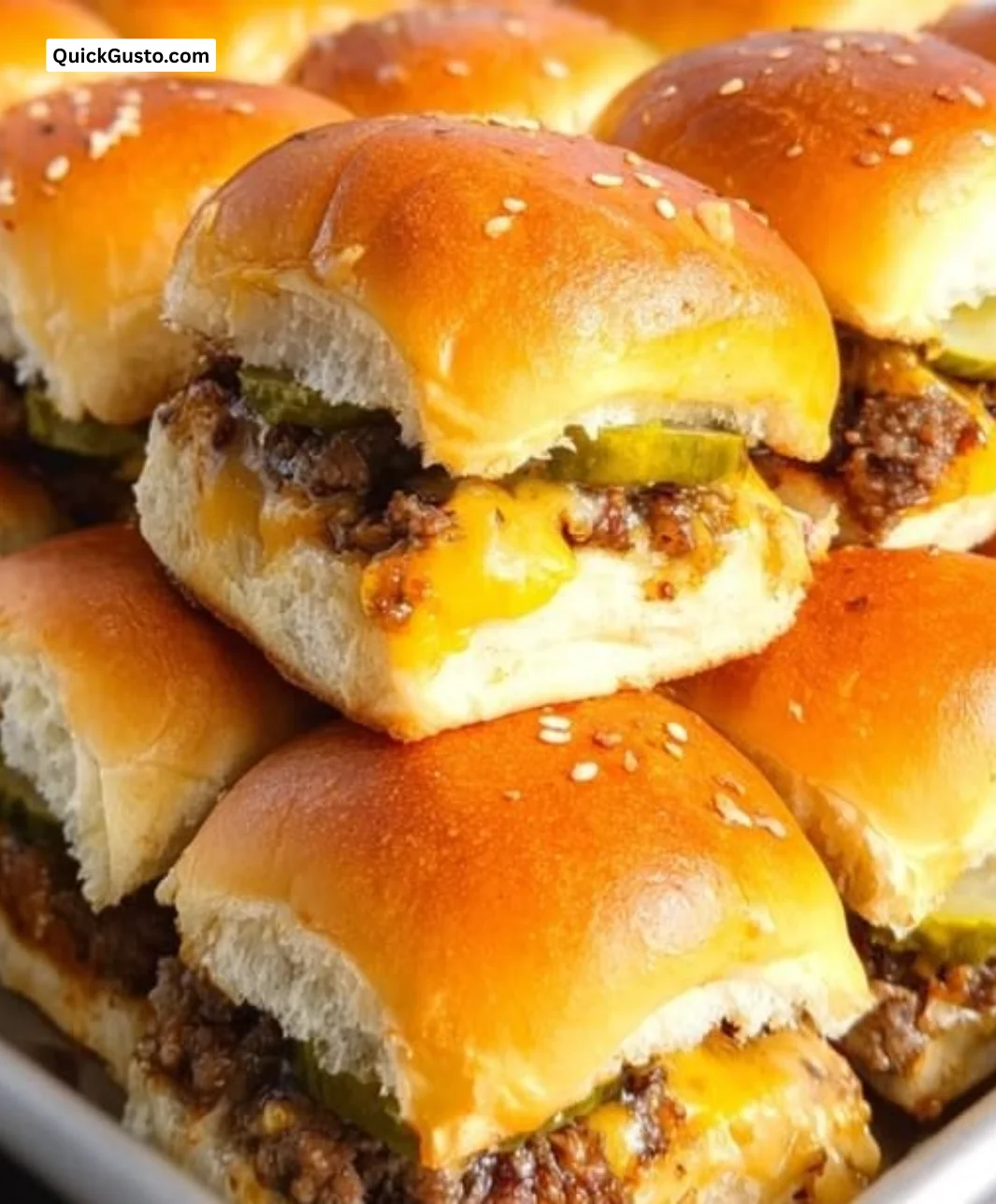 Hawaiian Roll Cheeseburger Sliders garnished and ready to serve.