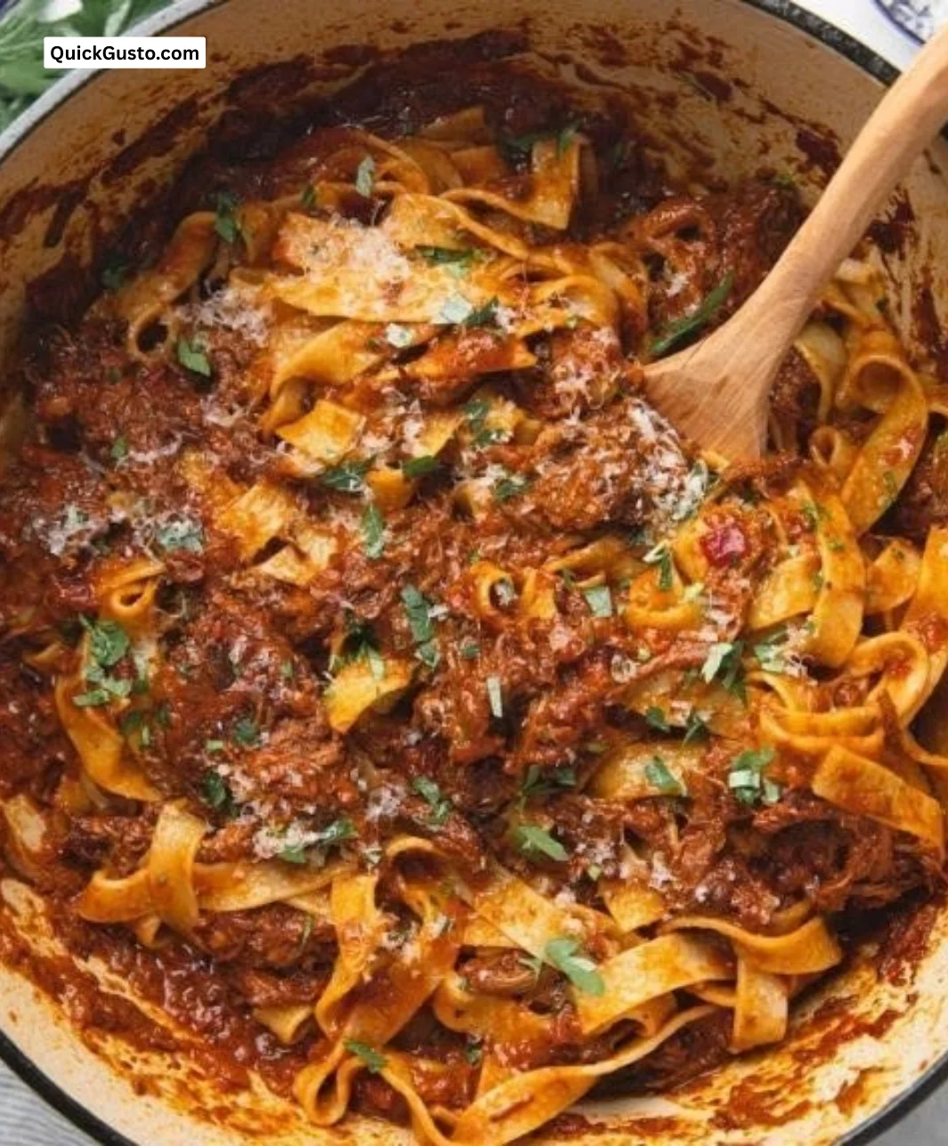 Rich homemade Short Rib Ragu served over pasta