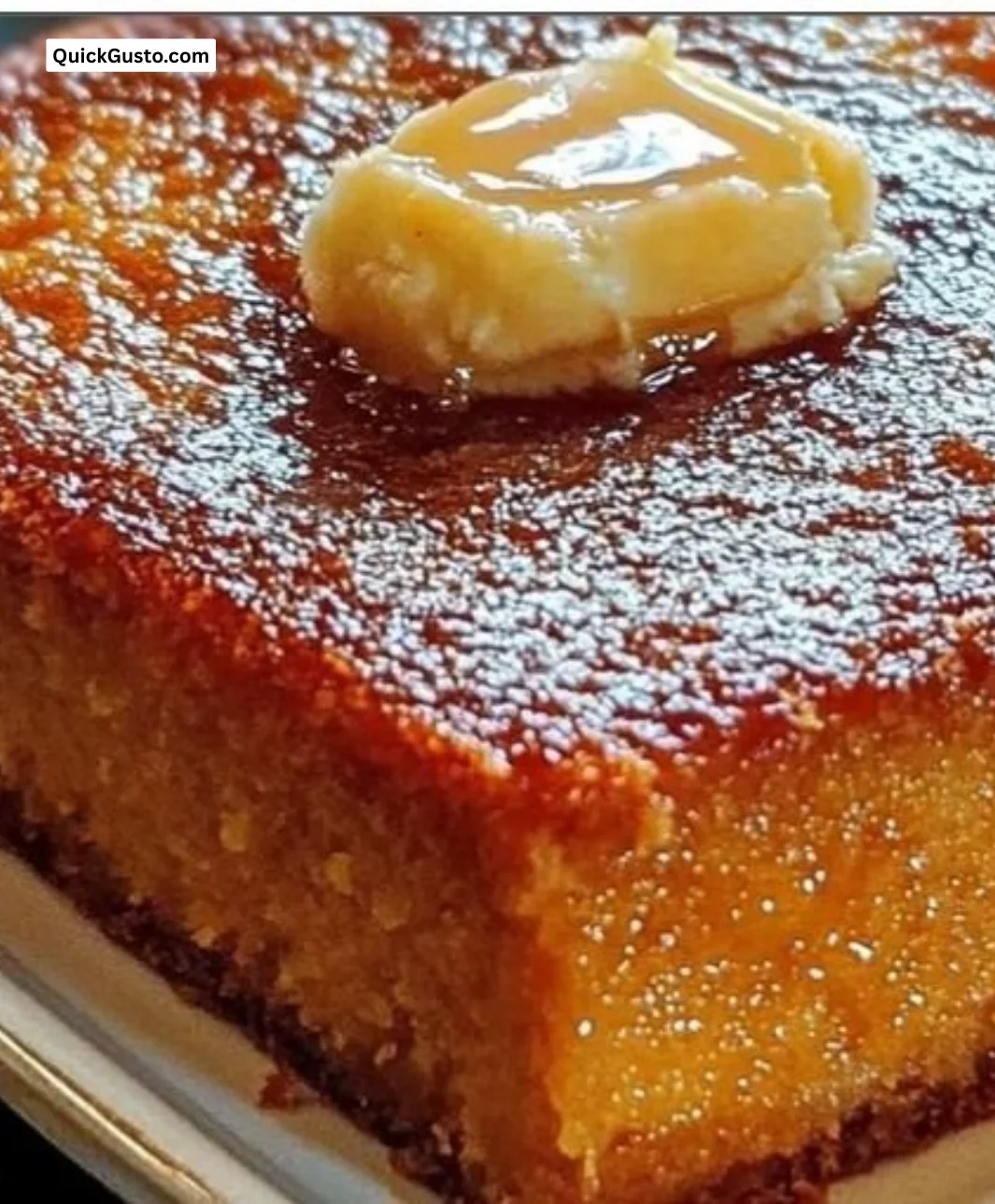 Delicious honey butter sweet potato cornbread served on a plate
