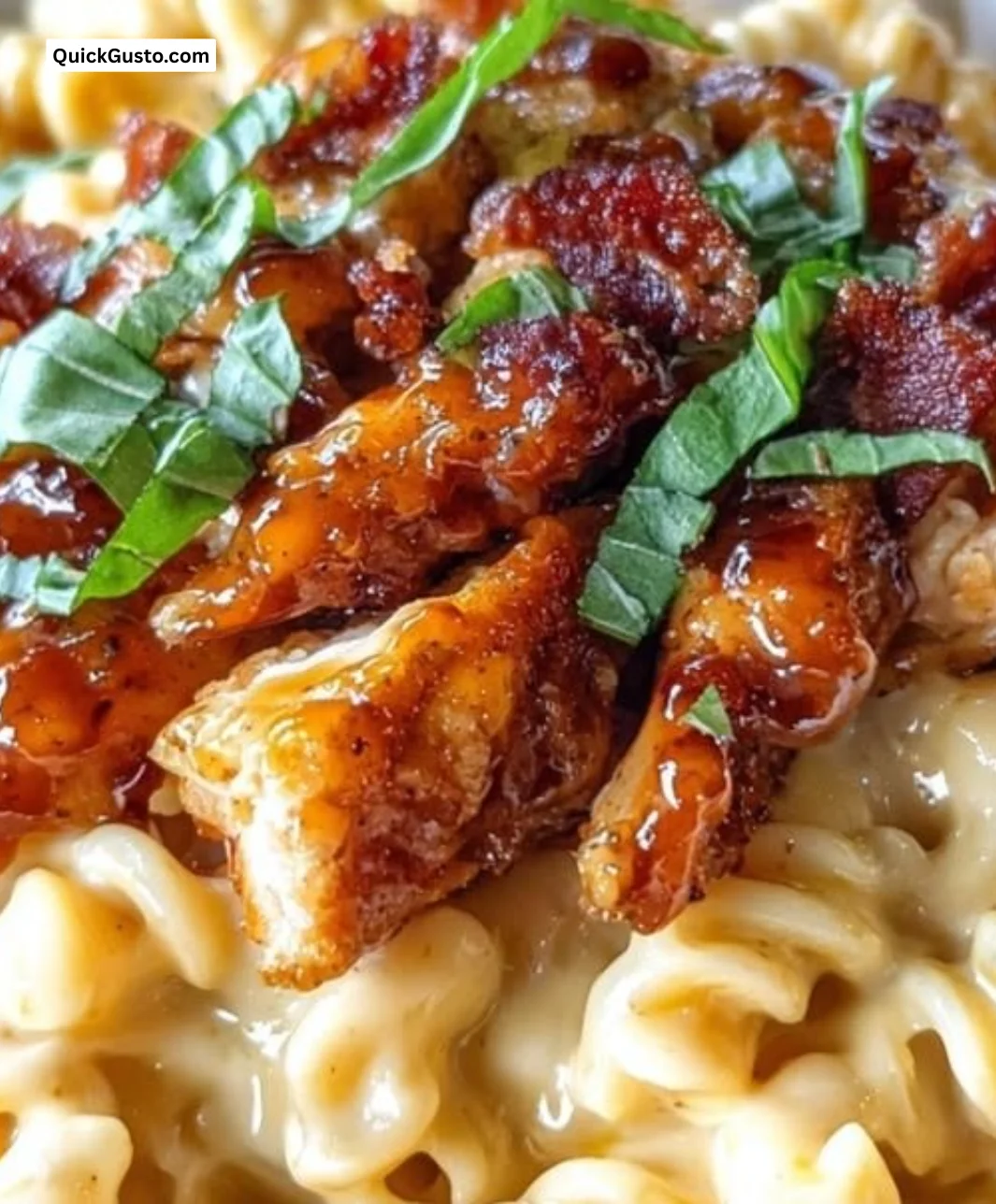 Delicious Honey Pepper Chicken Mac and Cheese served in a cozy bowl